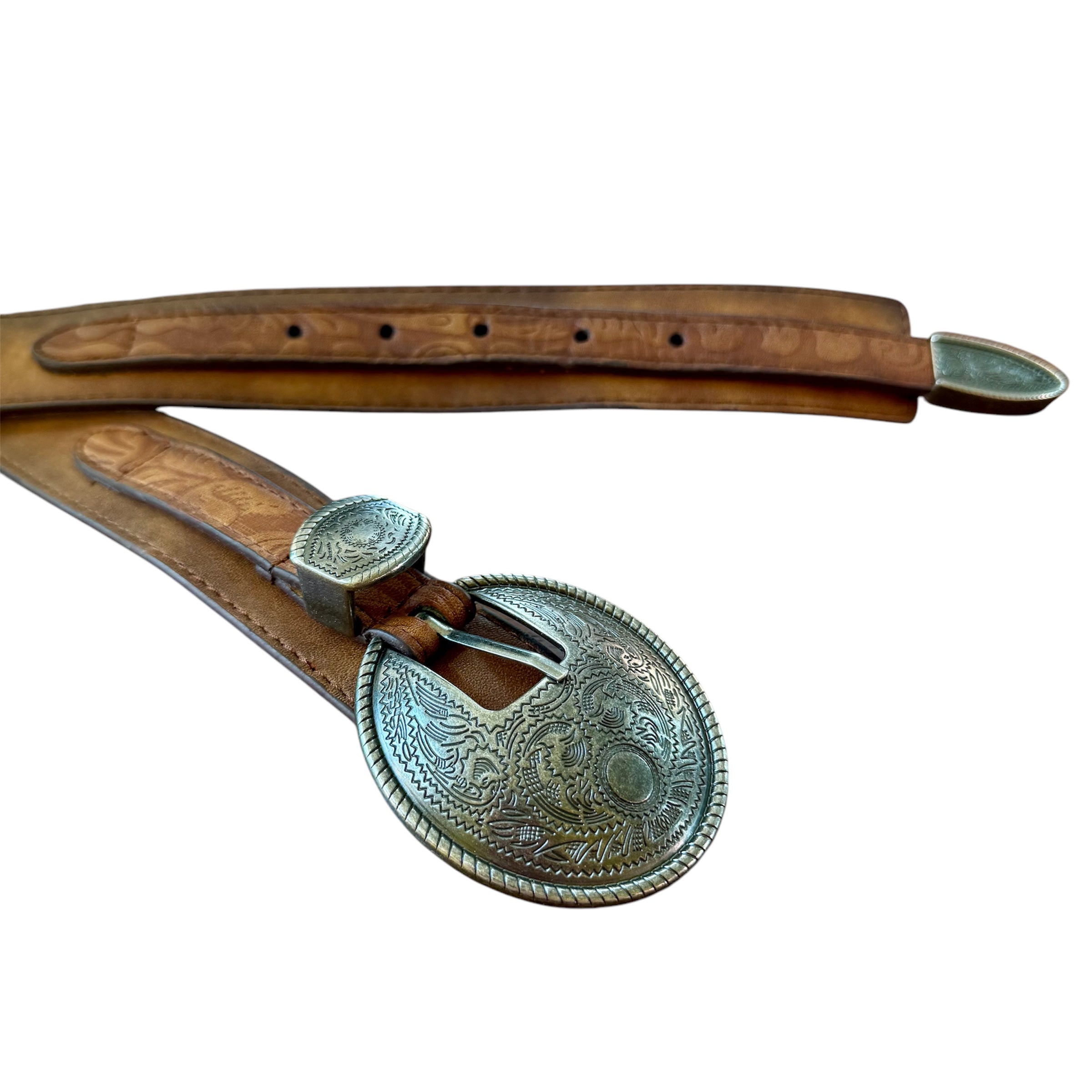 vintage style WESTERN tooled pattern buckle beltRANGER cowboy rodeo