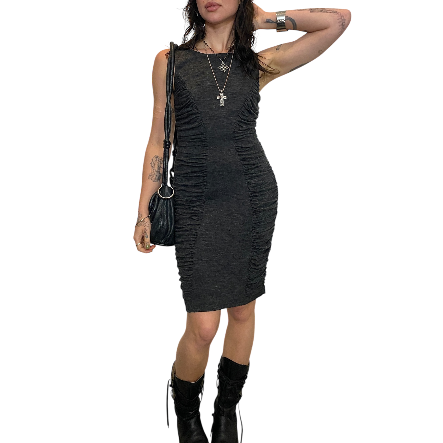 Calvin Klein Jersey Ruched Bodycon Midi Dress (S)