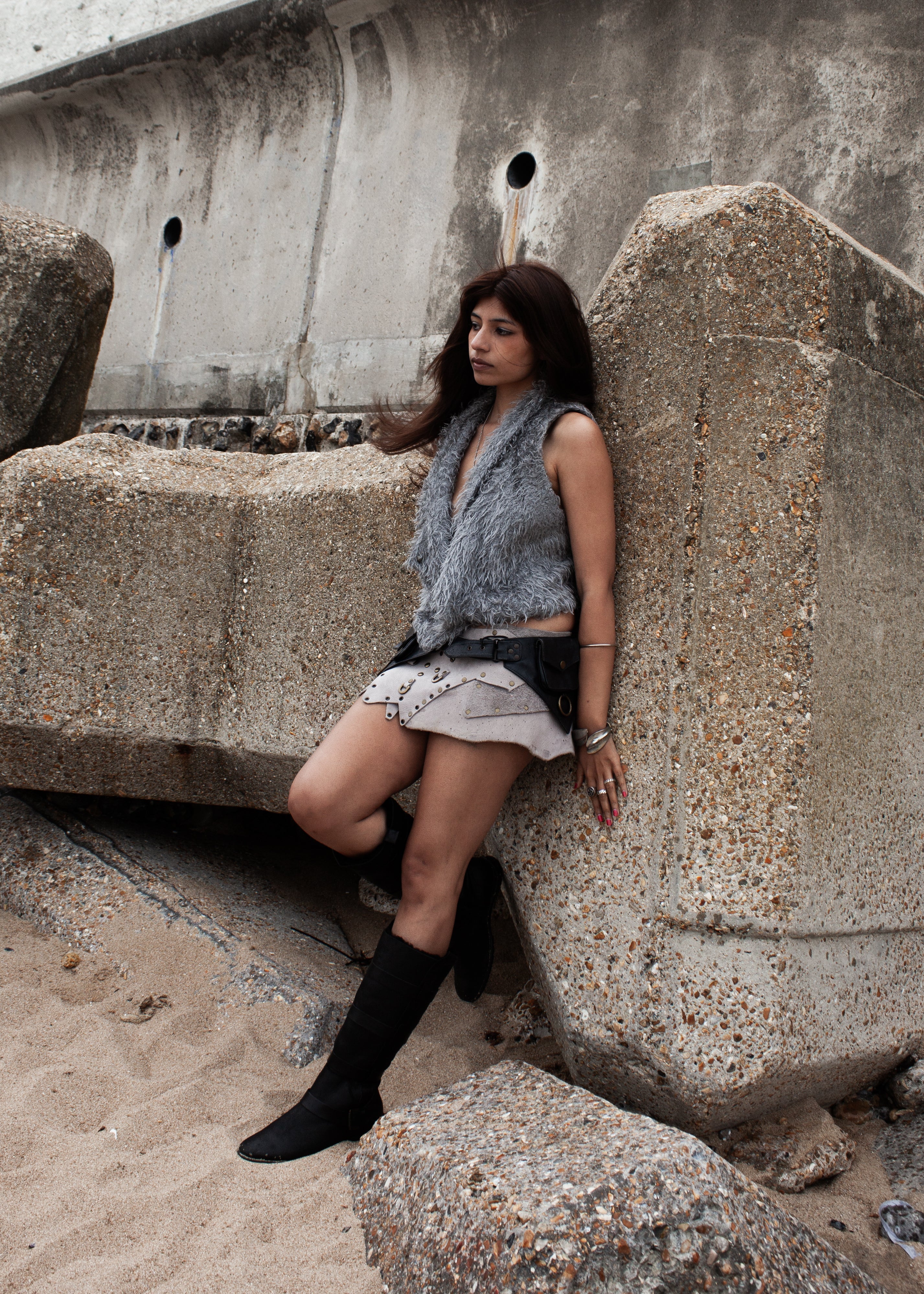 Vintage Leather Strap Buckle Calf Boots (UK 7 EU 40 US 9)