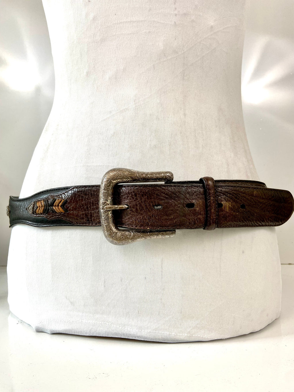 Western leather belt for