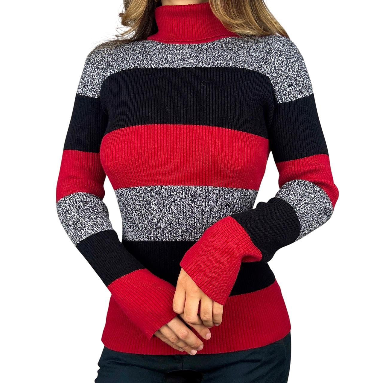 00s Striped Turtleneck Sweater (M)