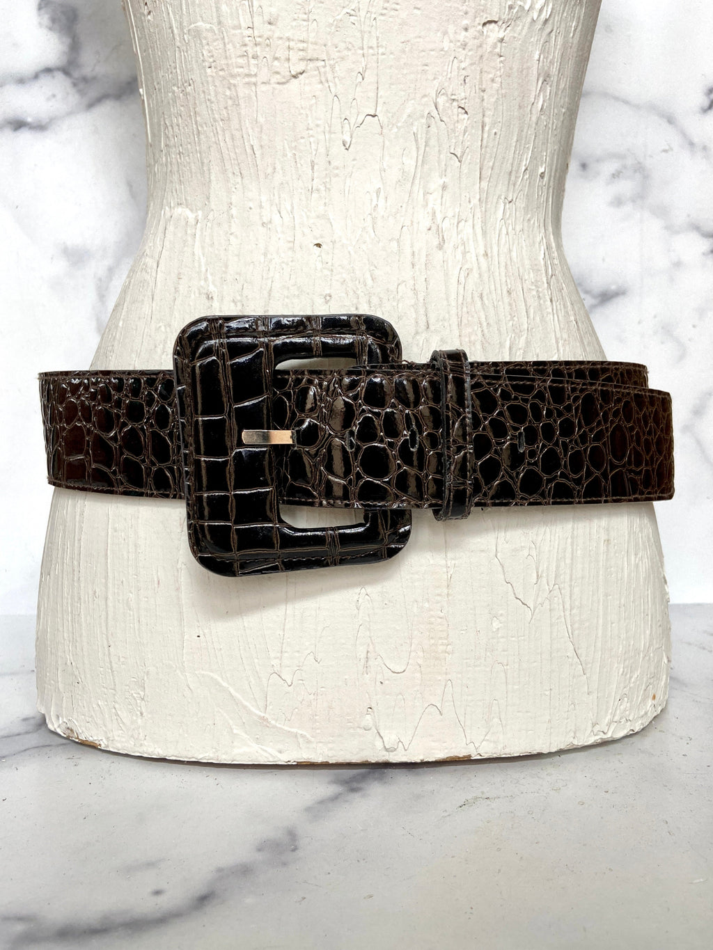 Croc leather belt