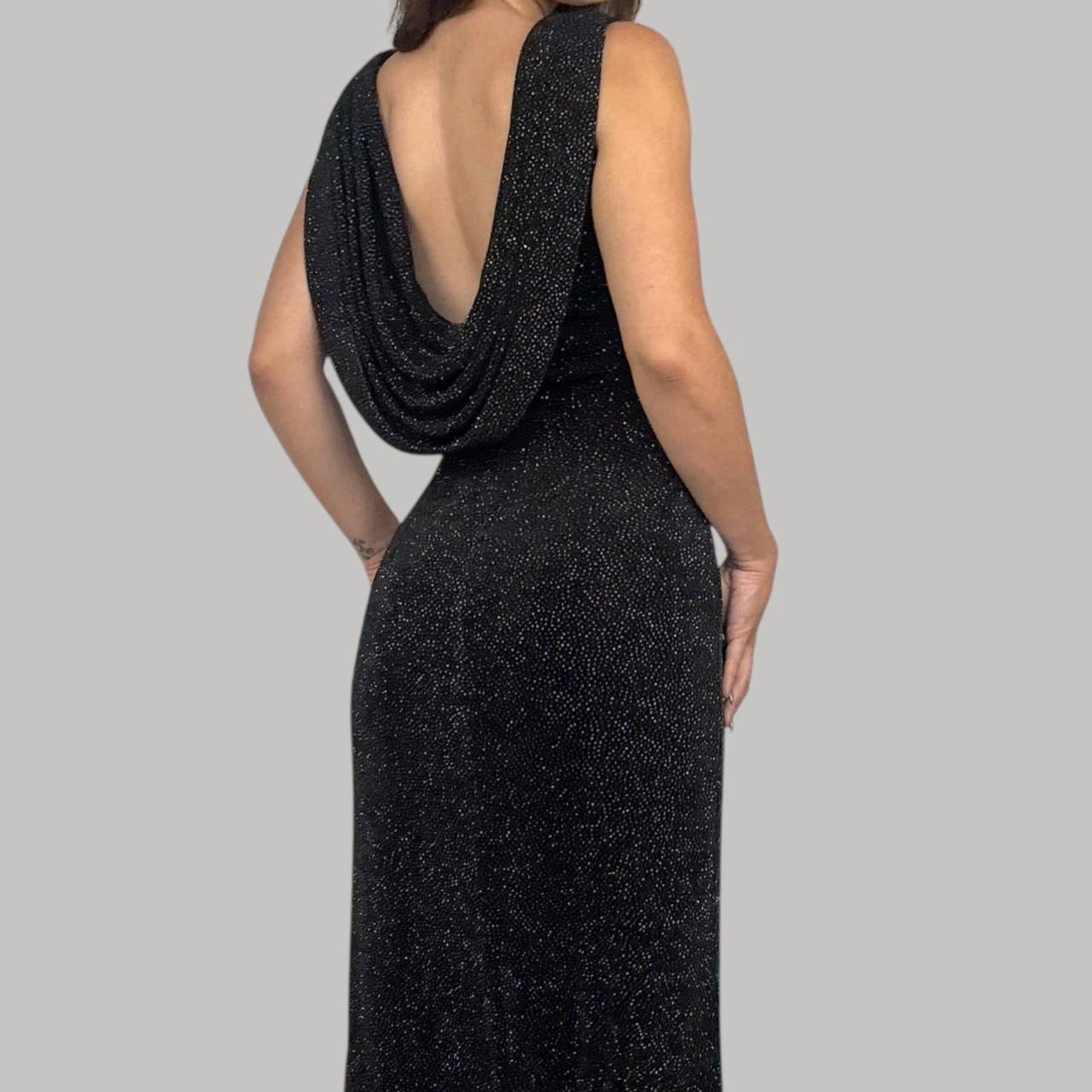 90s Draped Open Back Maxi Dress (L)