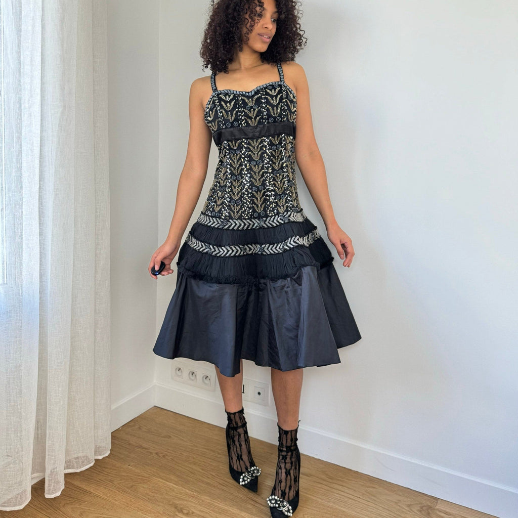 Vintage Italian Beaded Dress (M)