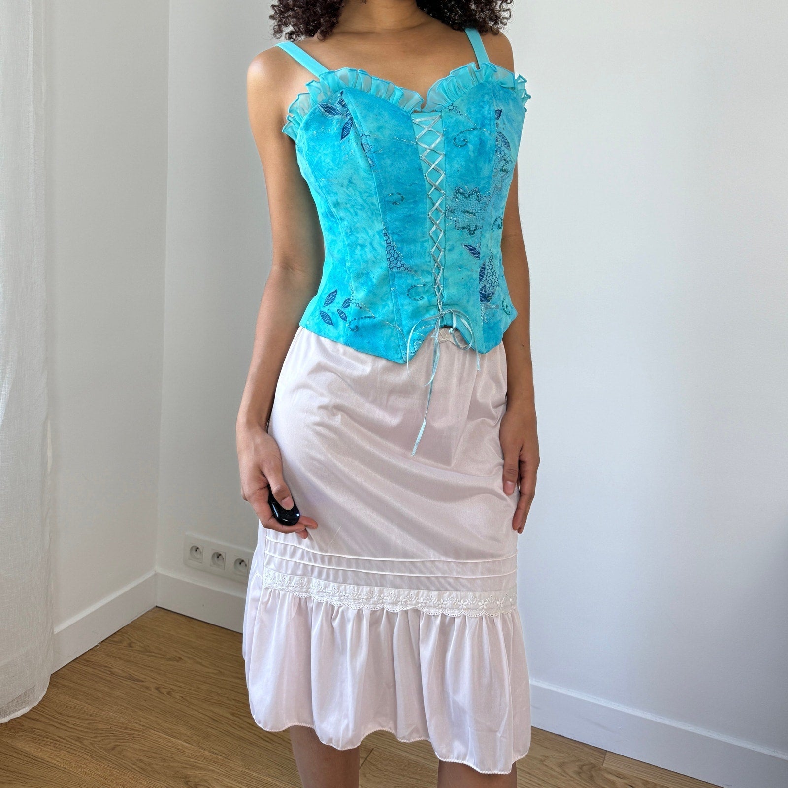 Vintage Turquoise Corset Top (M)