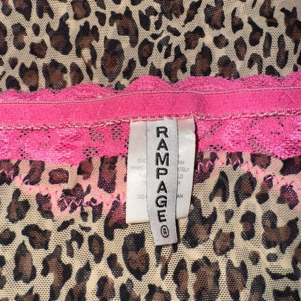 Y2K Lacy Leopard Slip Dress (M)