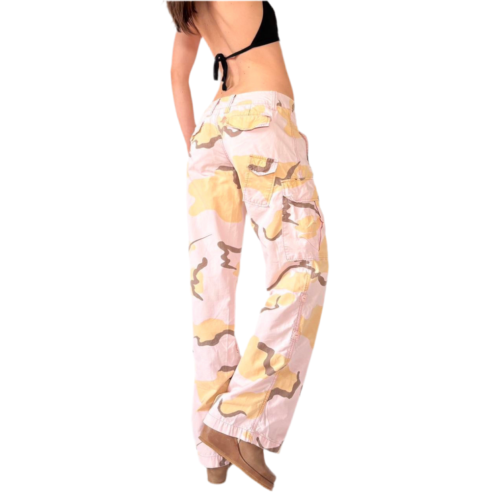 Y2K Pink Camo Low Rise Cargos (S)