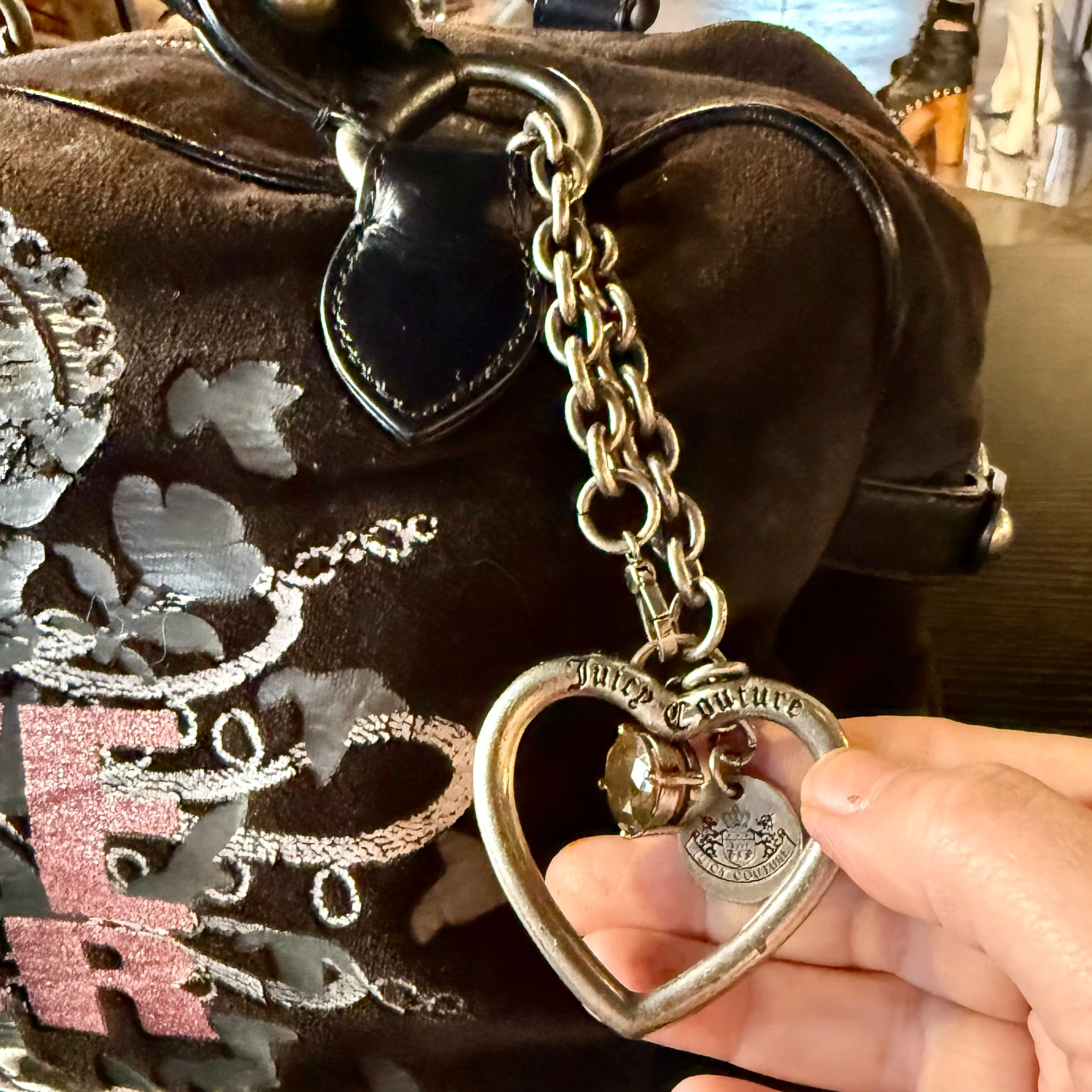 Juicy Couture Y2K "Live for Juicy" black velour bag