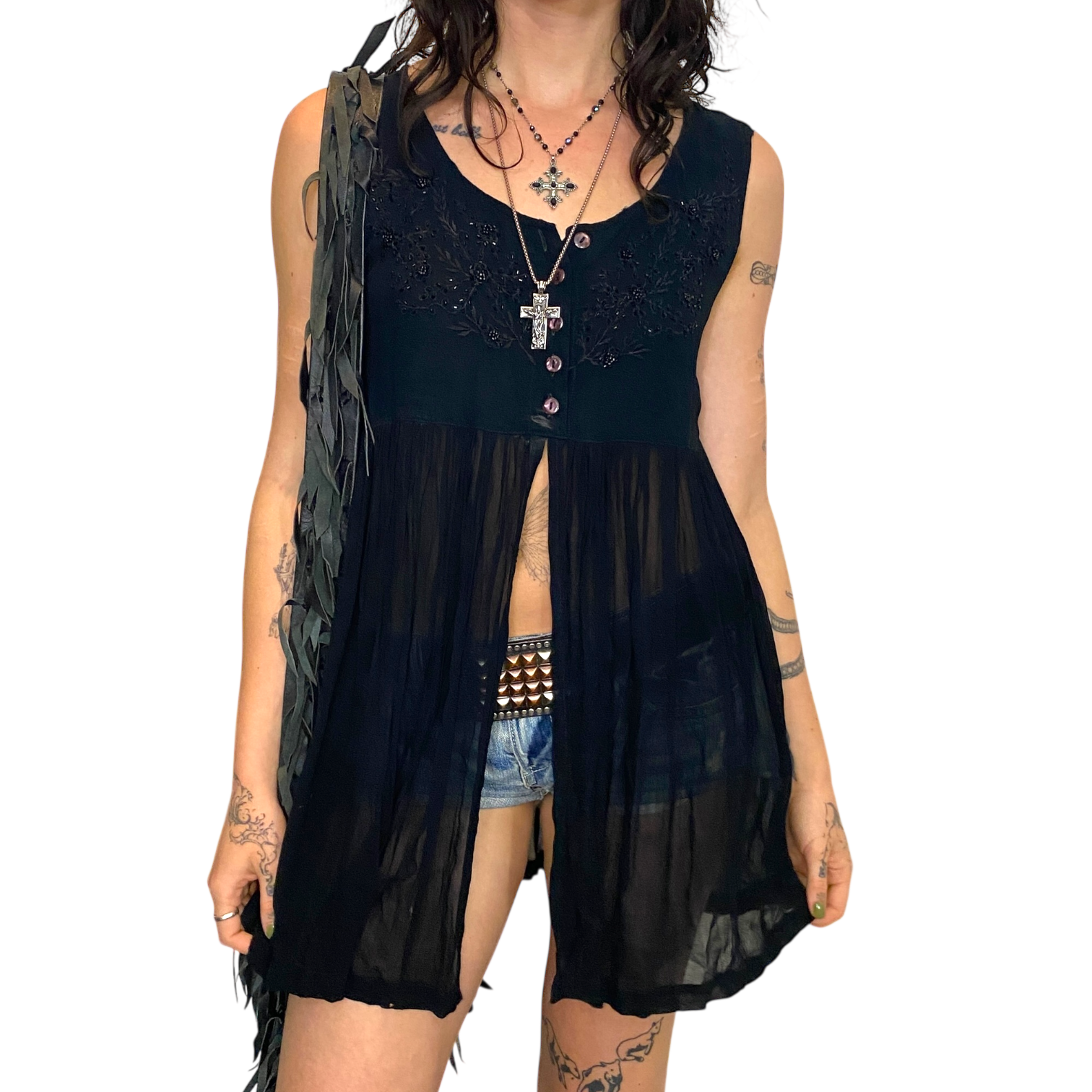 90s Whimsygoth Sheer Button up Cami (S/M)