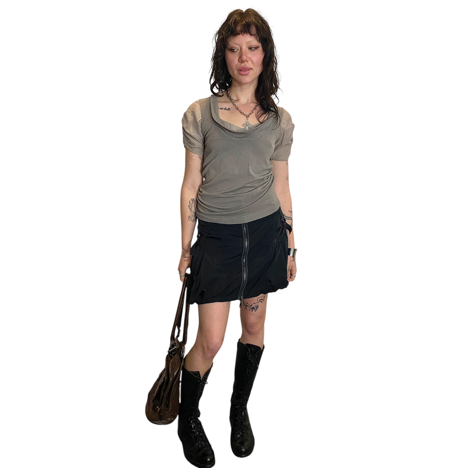 Vintage Utility Grunge Bubble Skirt (S)