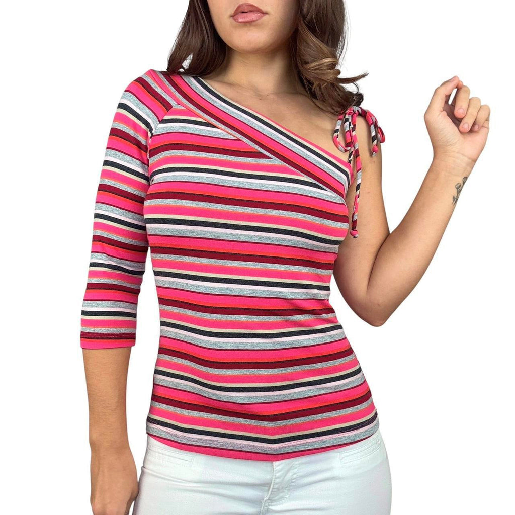 Y2K Striped One Shoulder Top (M/L)