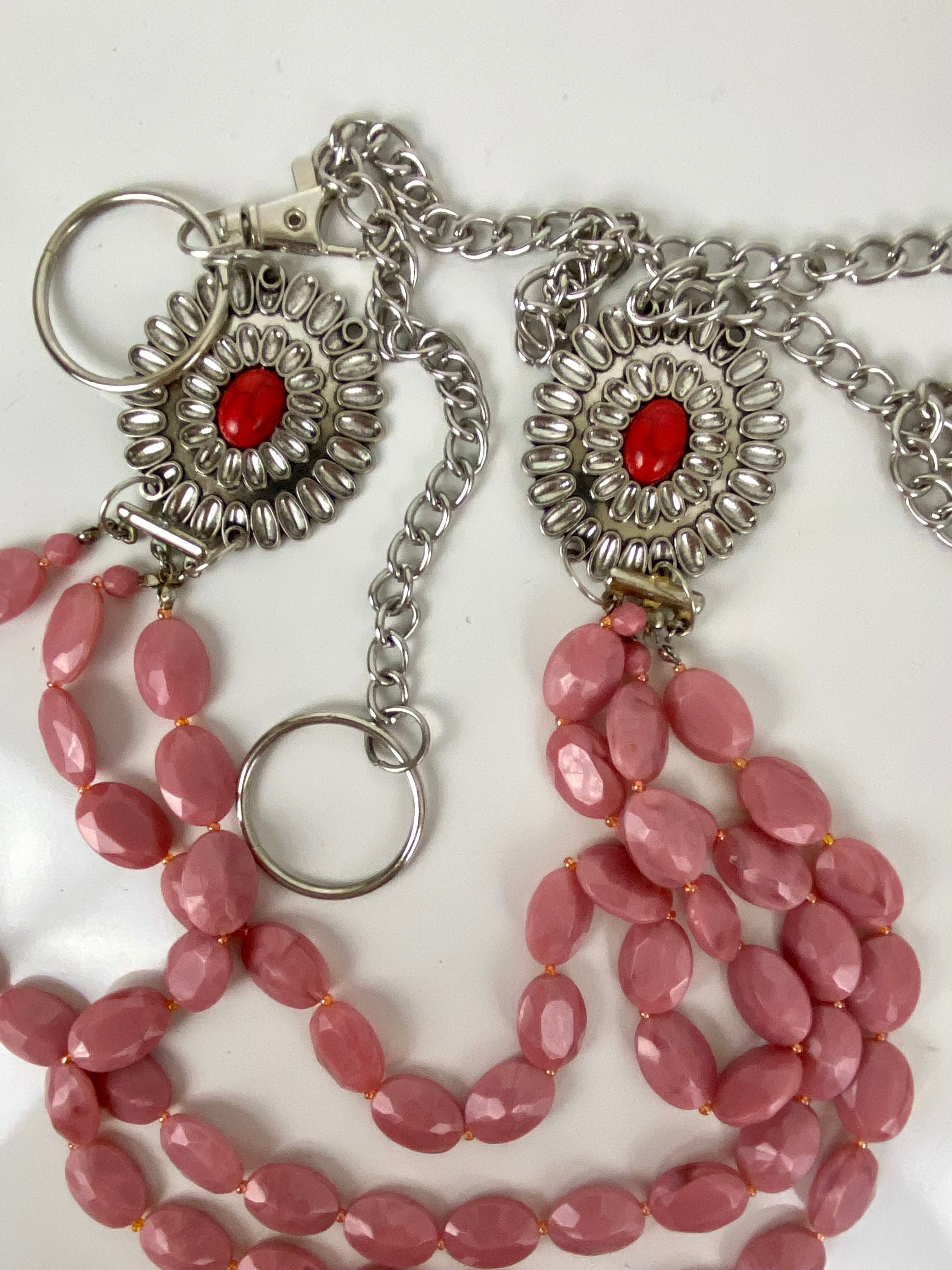 Pink& red silver belt