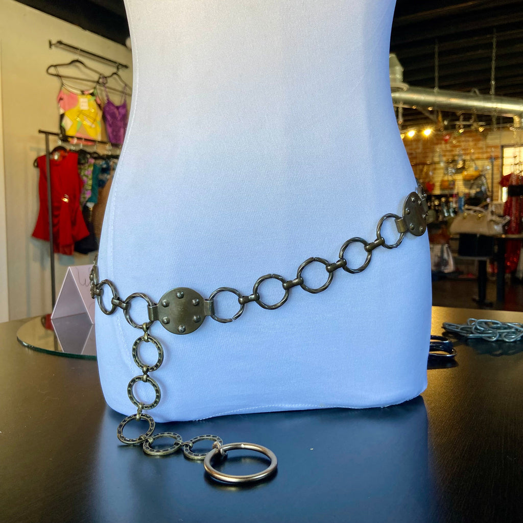 Bronze tone Circles Metal Chain Belt