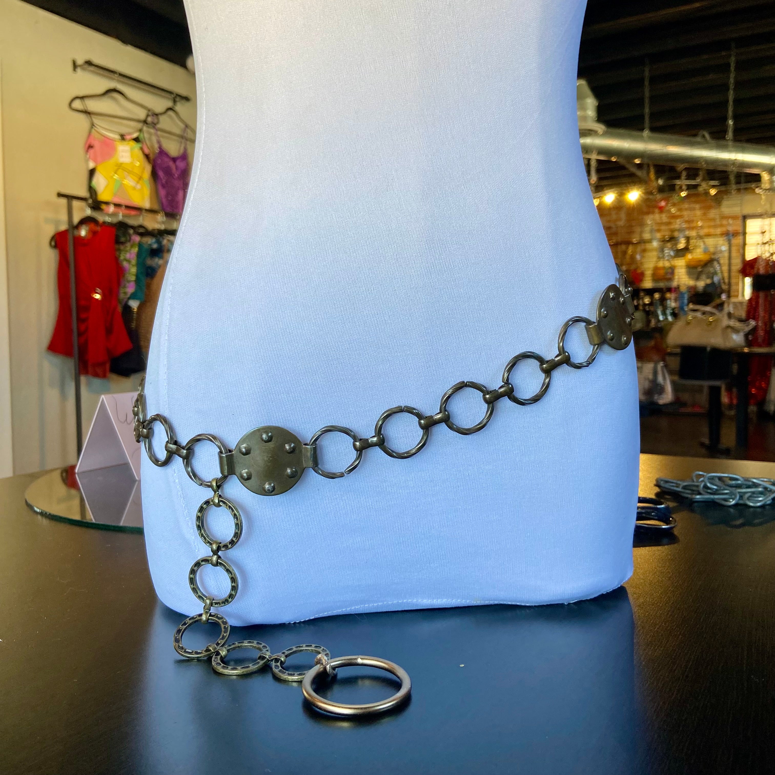 Bronze tone Circles Metal Chain Belt