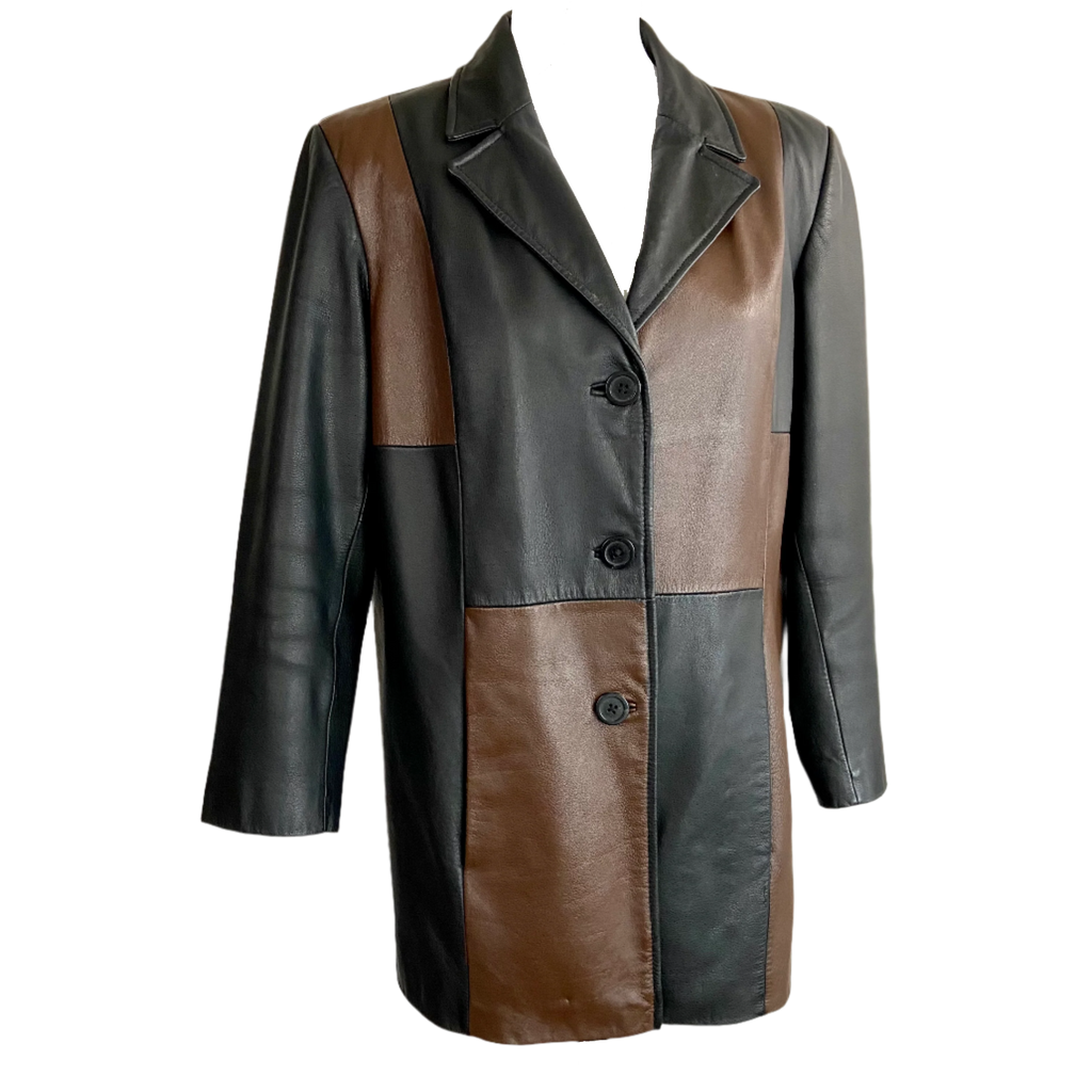 Black & Brown Leather Jacket (L)