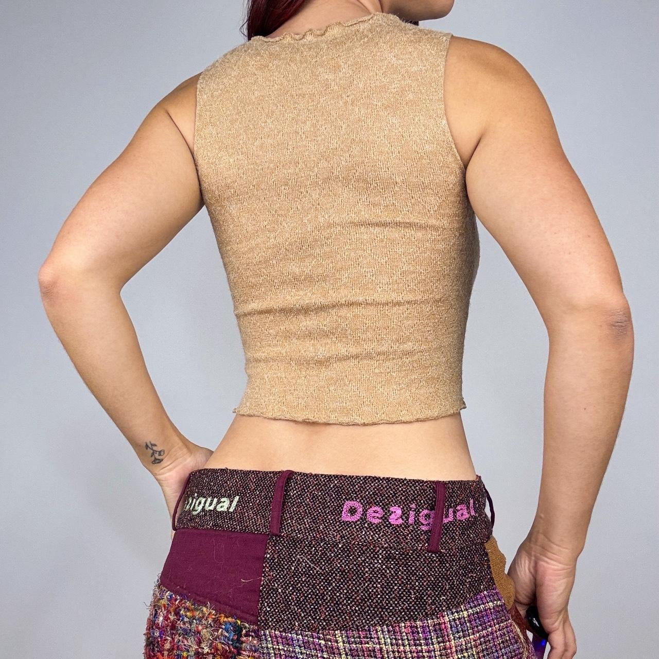 90s Gold Pointelle Crop Top (XS/S)