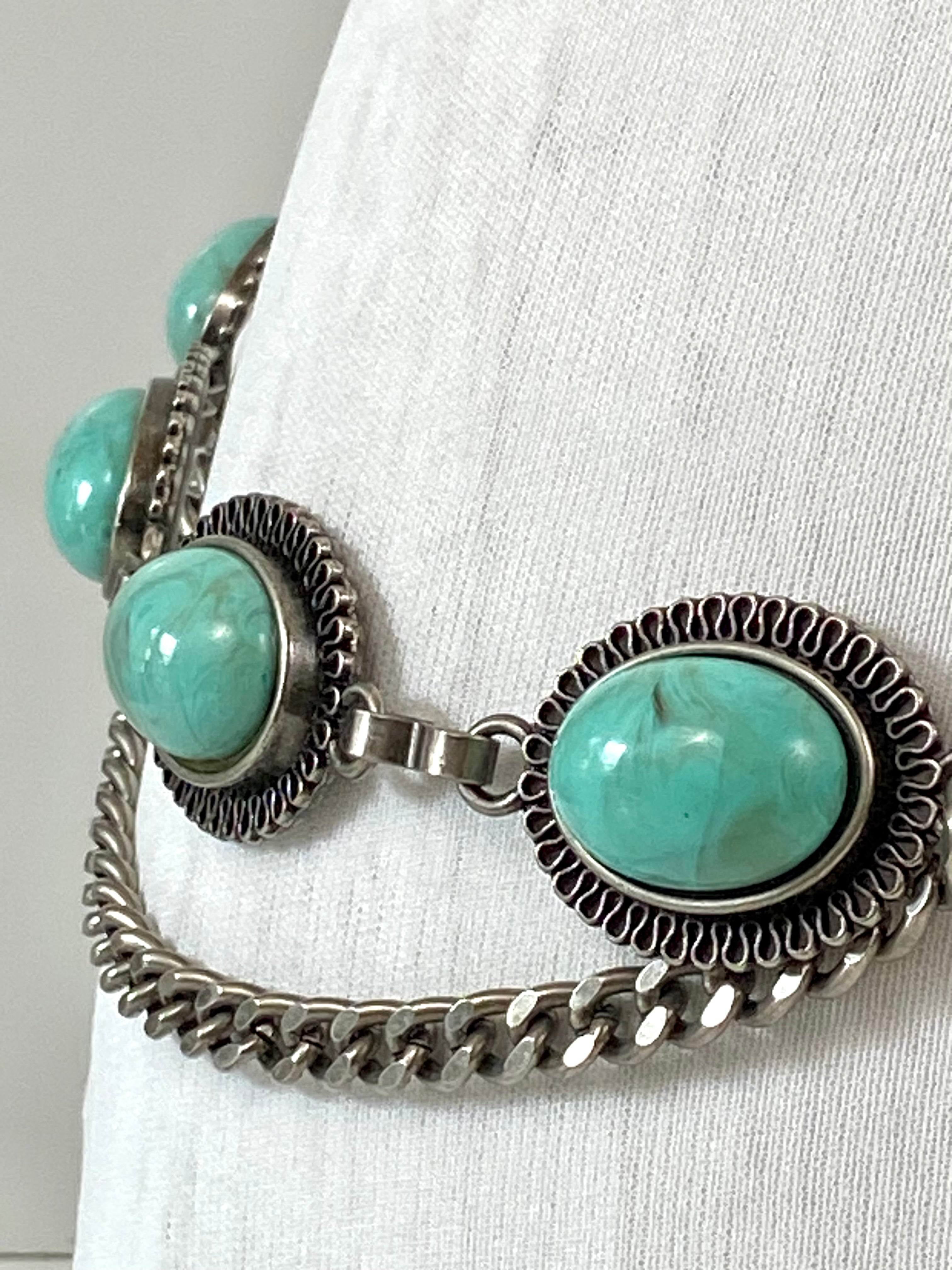 Silver Turquoise Chain Waist Belt