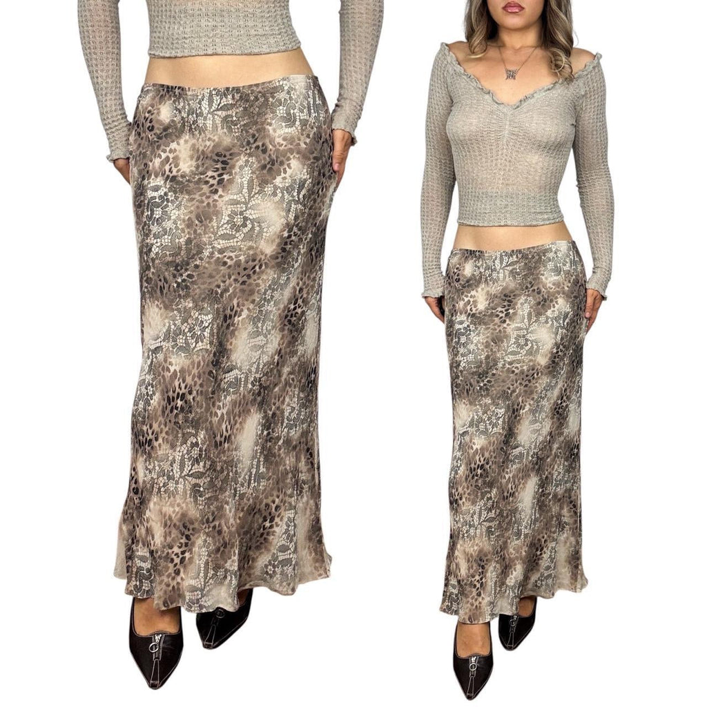 Vintage Animal Print Maxi Skirt (M)