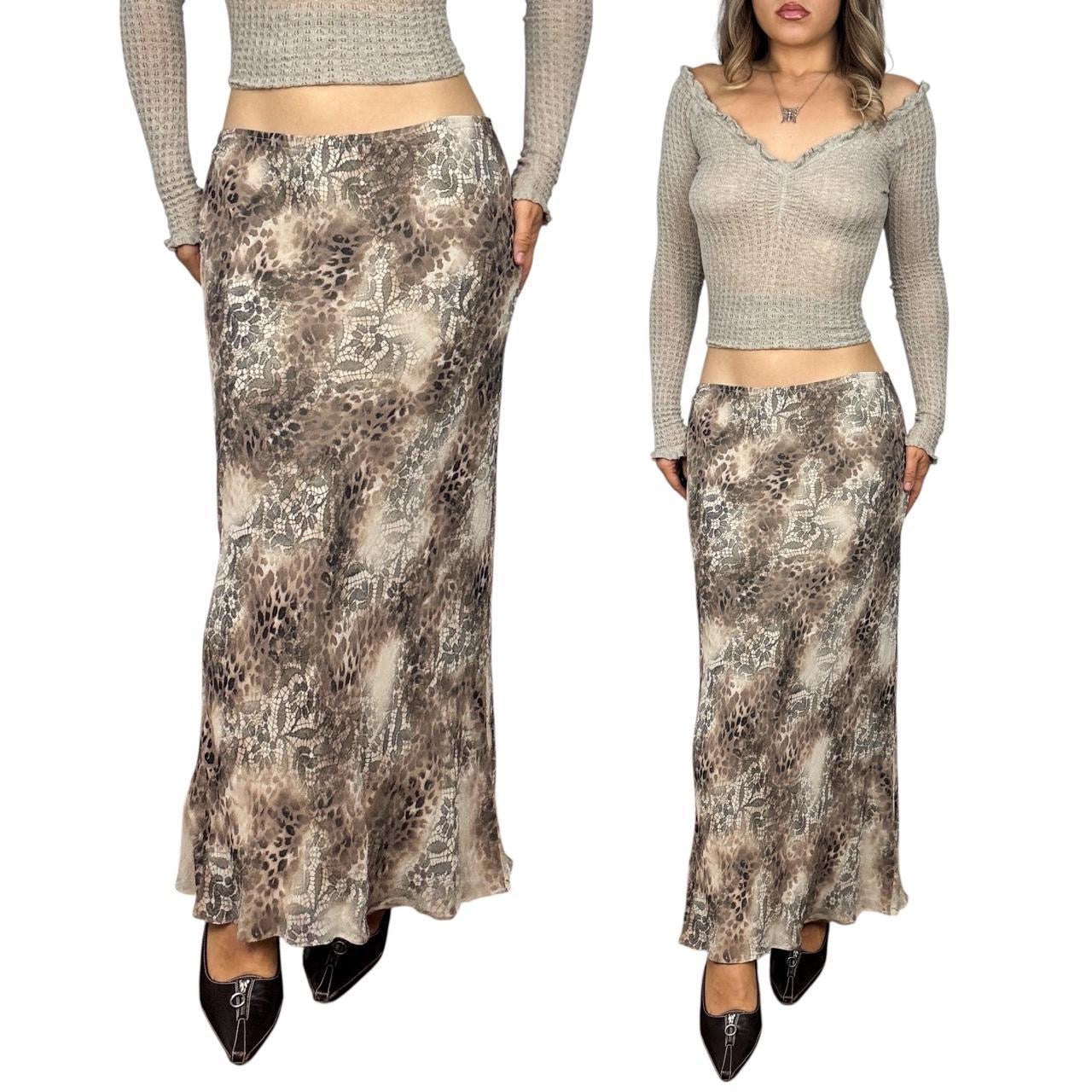 Vintage Animal Print Maxi Skirt (M)