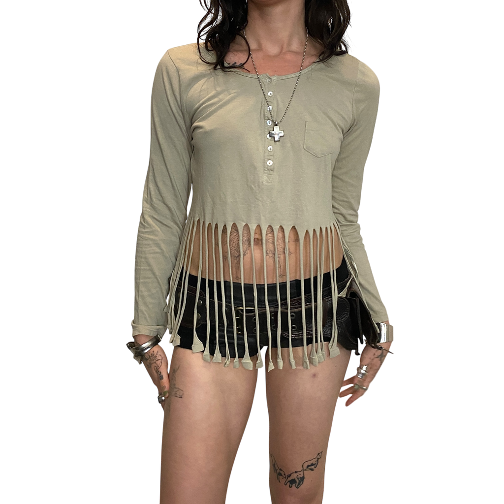 Vintage Cropped Fringe Top (XS-S)