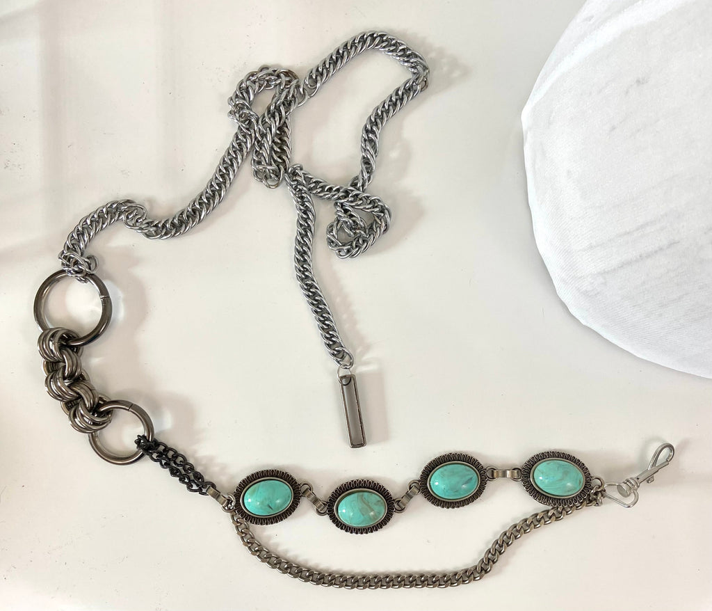 Silver Turquoise Chain Waist Belt