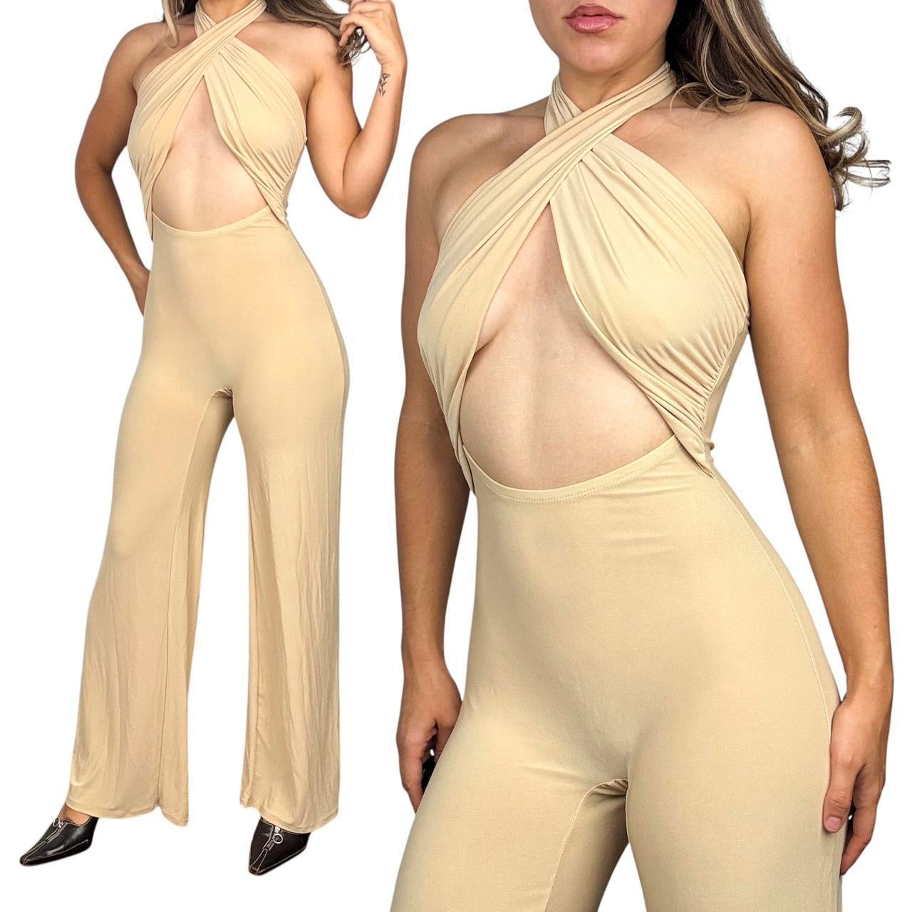 Y2K Slinky Halter Jumpsuit (S)