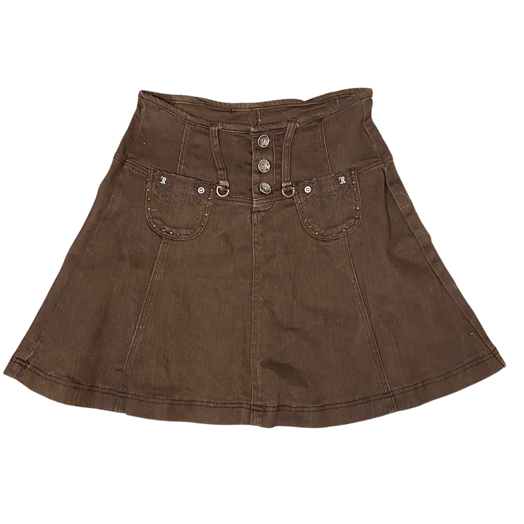 Vintage French Brown Midi Skirt (S/M)
