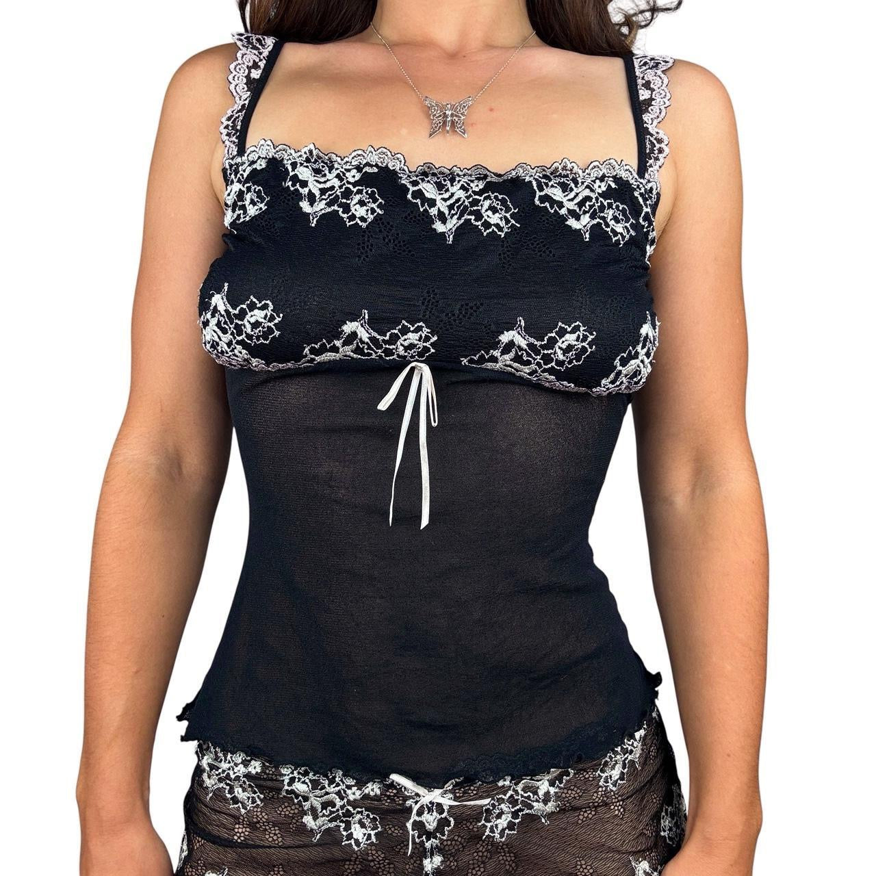 Y2K Lacy Mesh Lingerie Set (S/M)