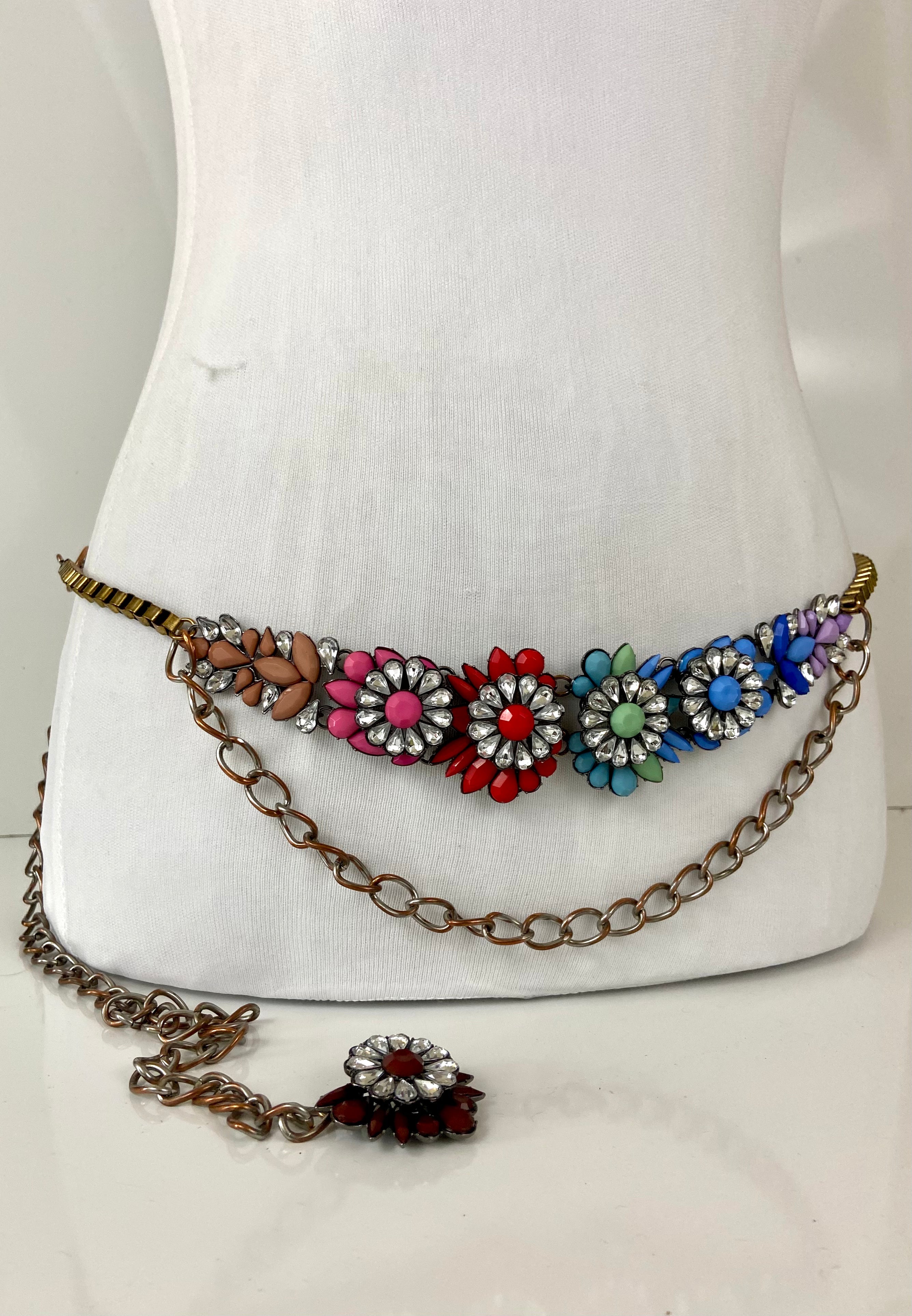 rainbow crystals vintage glamorous bohemian ethnic belt