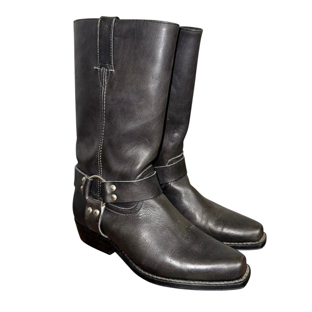 90s Leather Buckle Harness Boots (5.5)