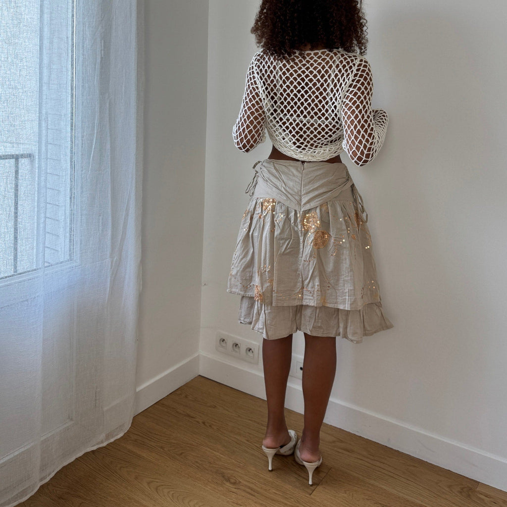 Vintage Italian Crochet Fishnet Top (S)