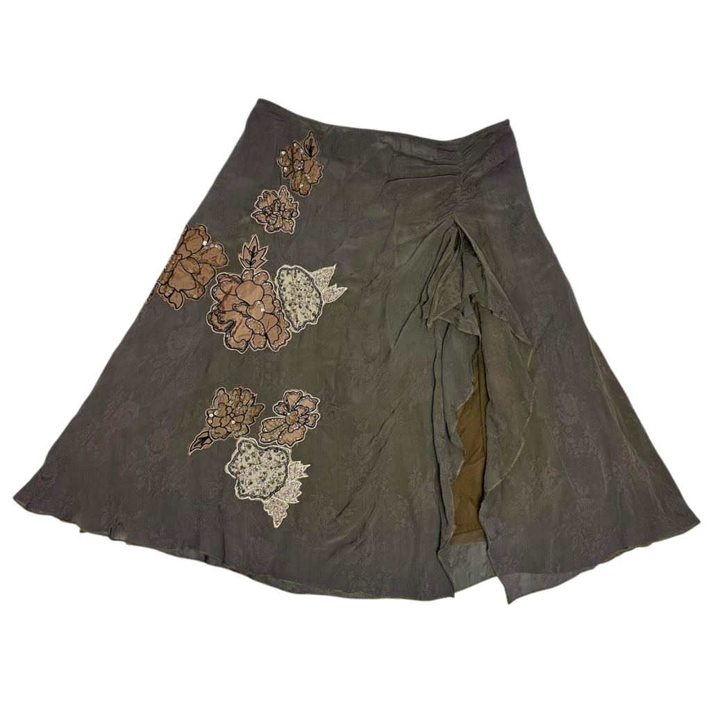 Embellished Silk Midi Skirt (XS/S)