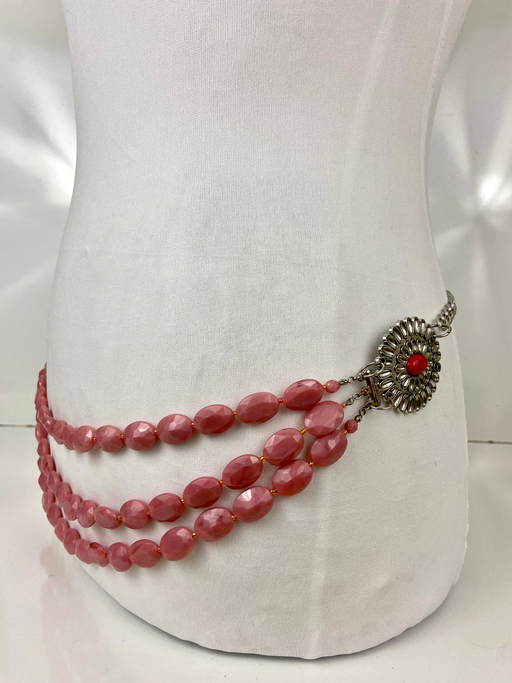 Pink& red silver belt