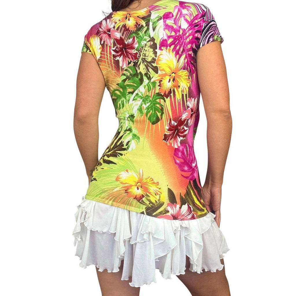 Caché Tropical Beaded Wrap Top (XS/S)