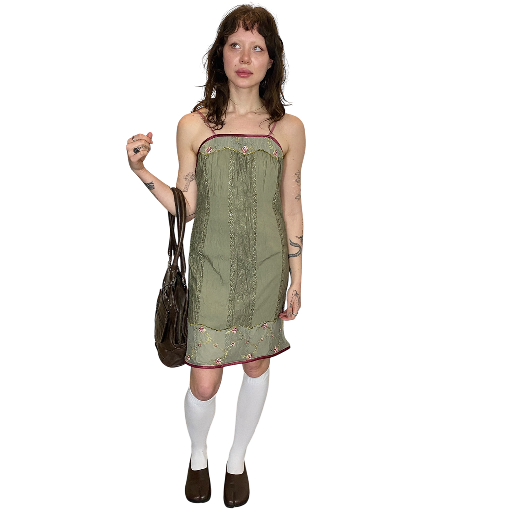 90s Lace Rose Mini Dress (S)