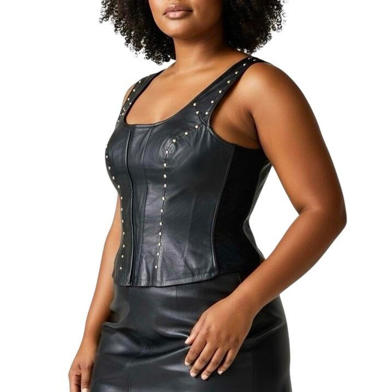 90s Studded Leather Corset Top (XL)