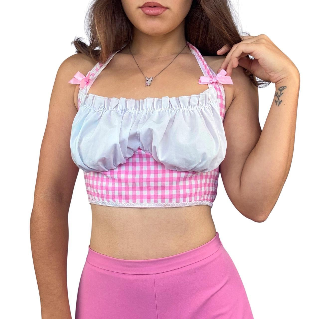 Gingham Milkmaid Crop Top (M)