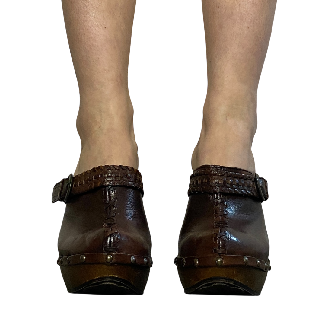 Vintage Leather Buckle Clogs (UK5 EU 38 US 7)