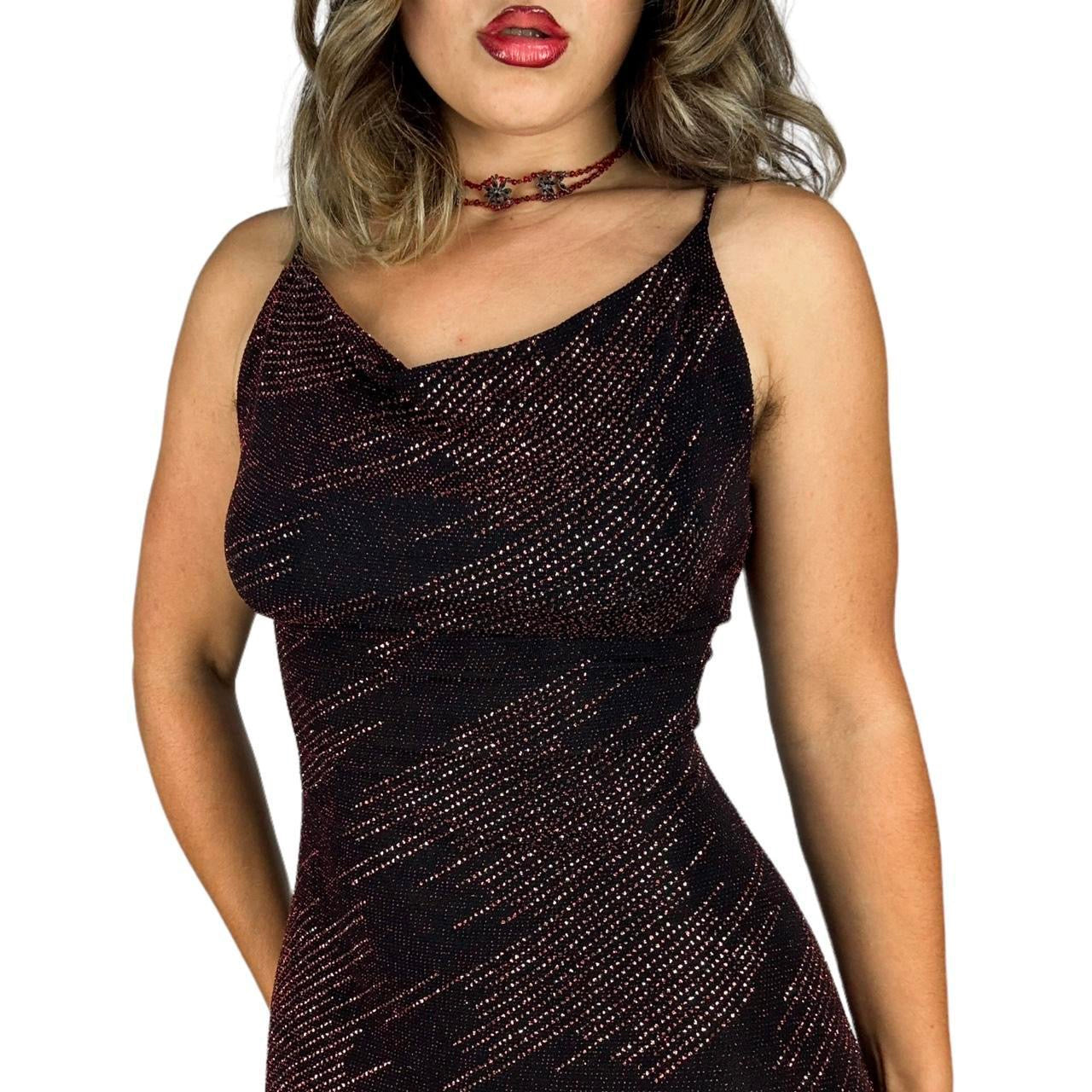 90s Cowl Neck Shimmer Dress (M)