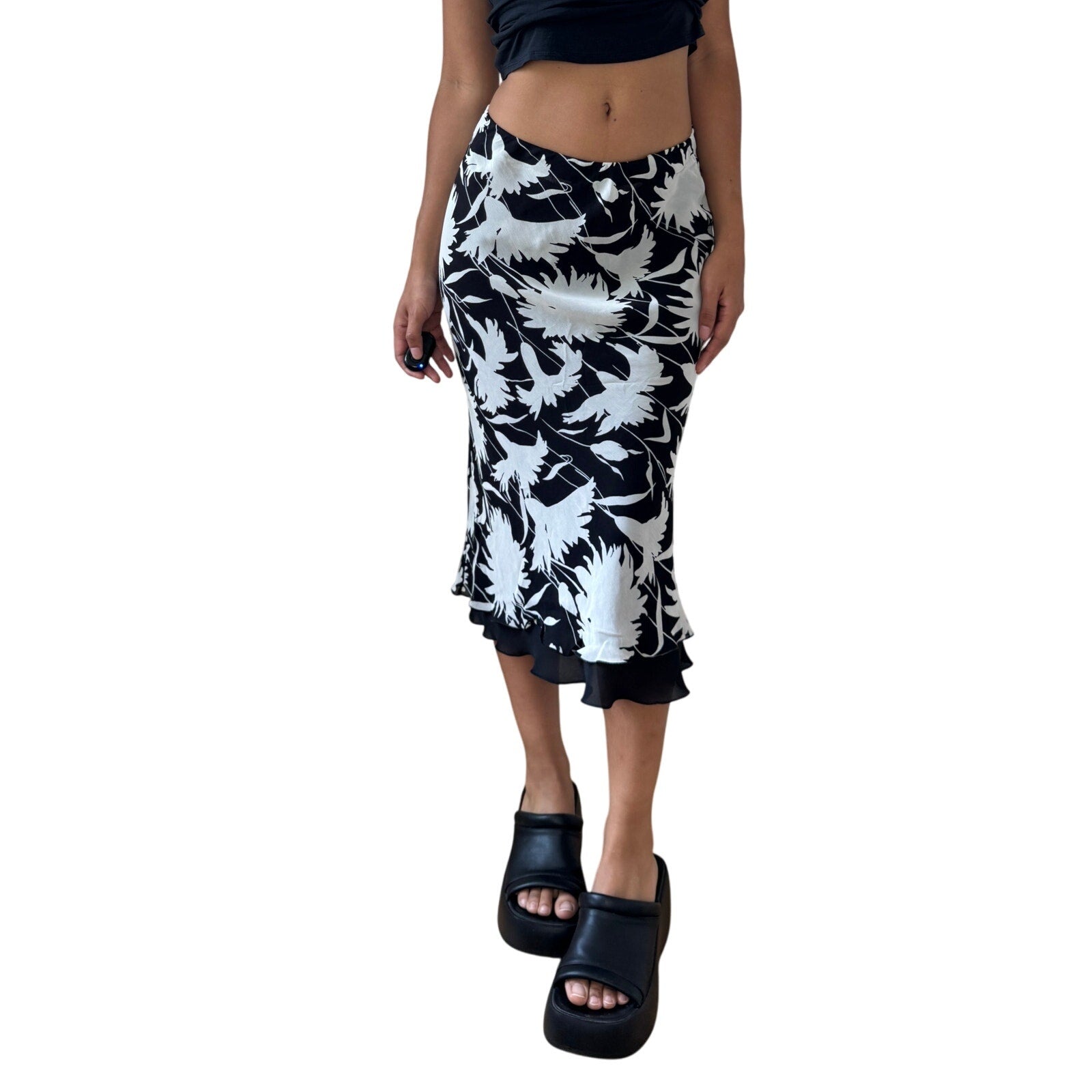 Vintage Italian Mesh Midi Skirt (XS/S)