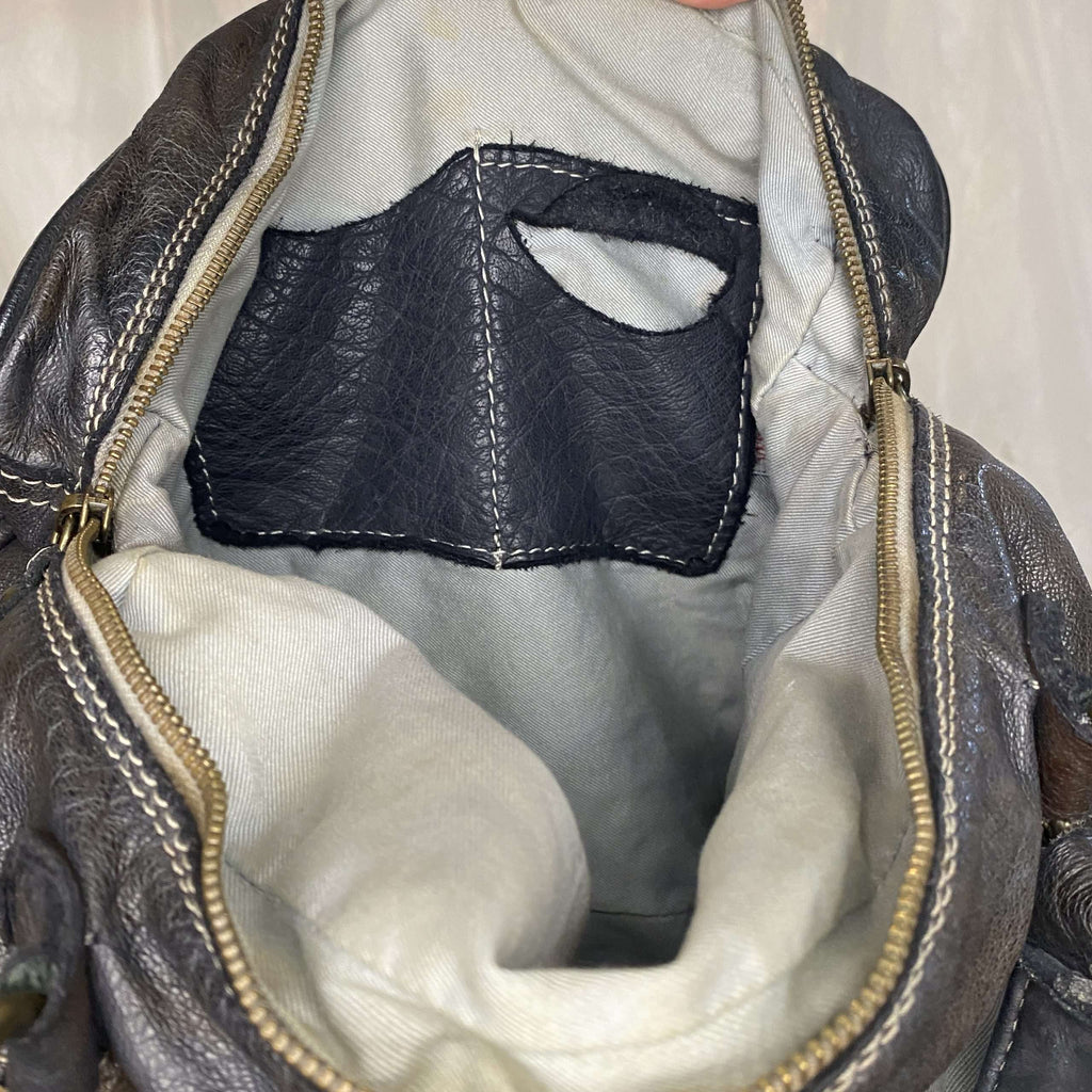 Vintage Italian Large Leather Hand Bag