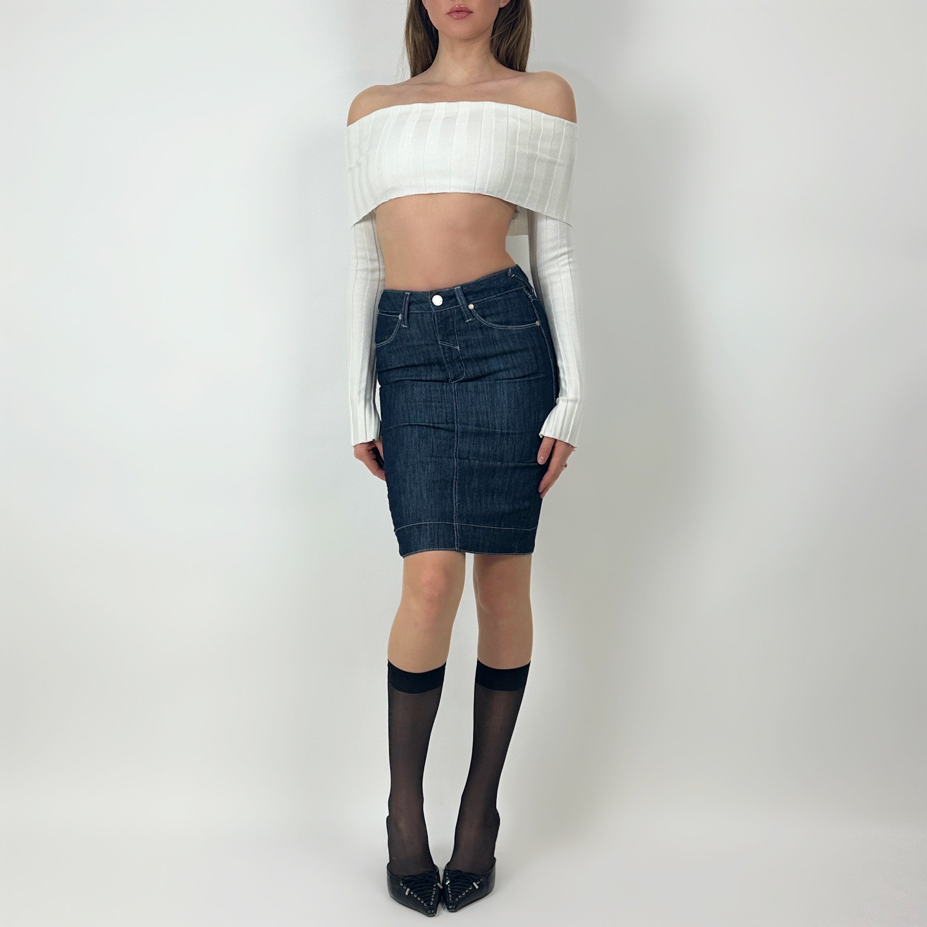 Bebe Denim Midi Skirt (XS)