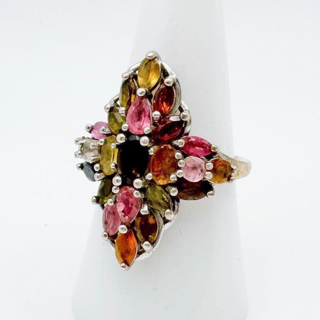 Sterling Silver Tourmaline Cluster Ring (8)