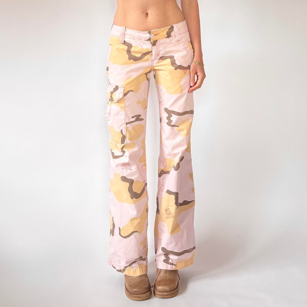 Y2K Pink Camo Low Rise Cargos (S)