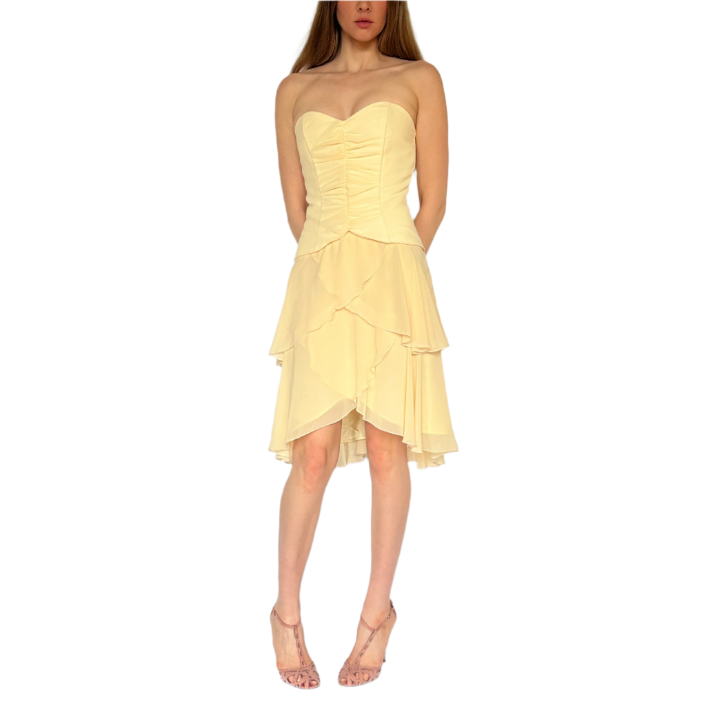 Vintage Butter Yellow Midi Dress (M)