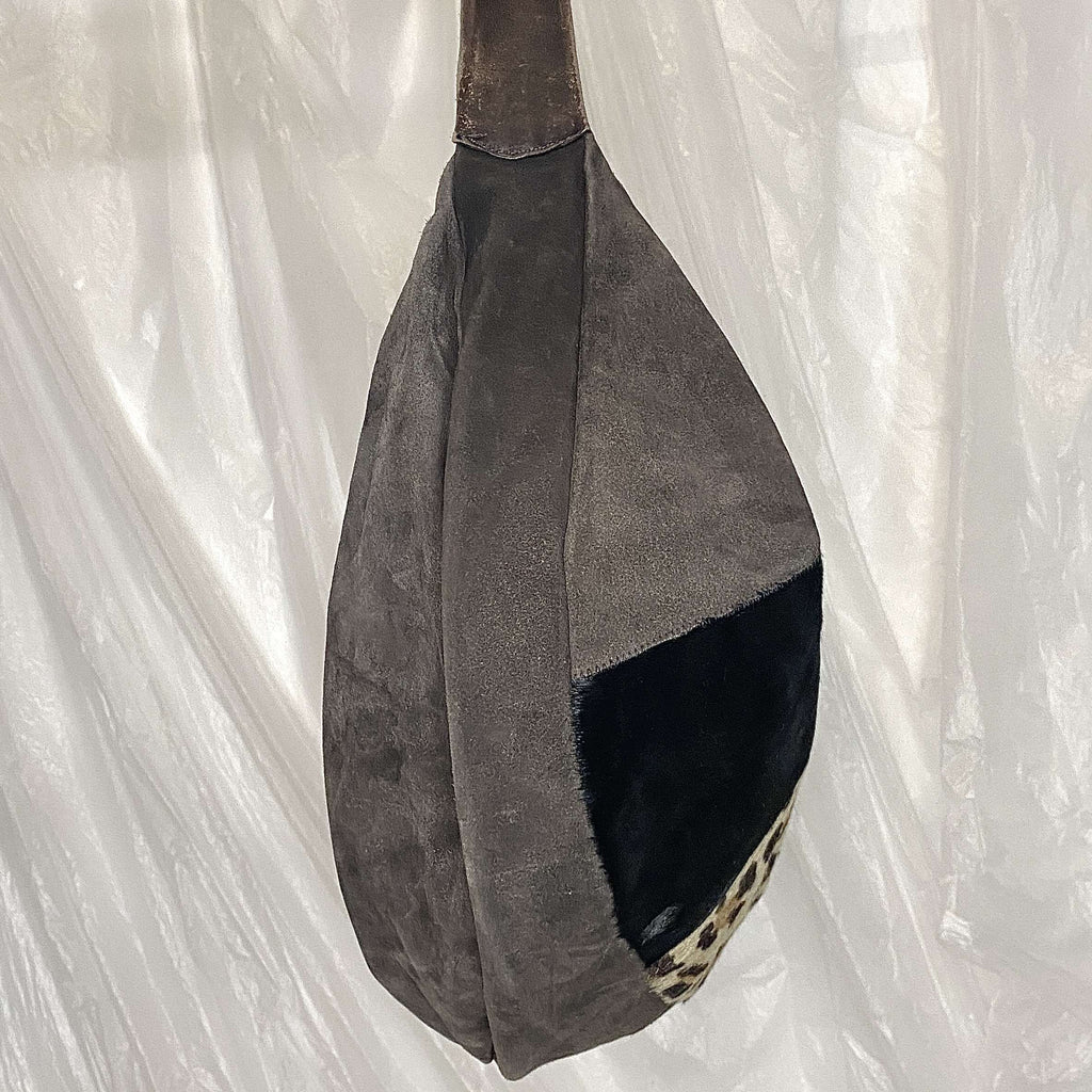 Vintage Suede Pony Hair Slouch Bag