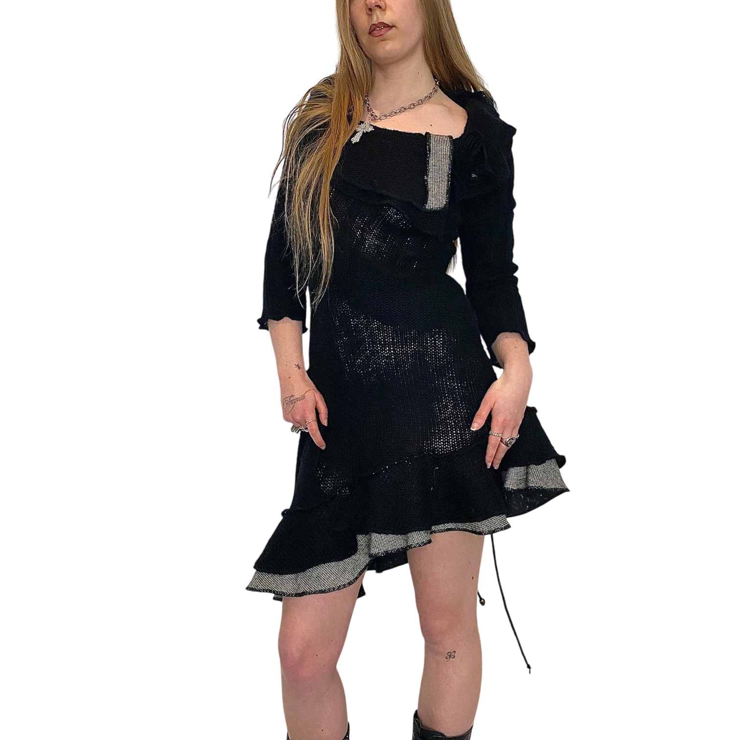 Vintage Parisian Gothic Knitted Dress (M)