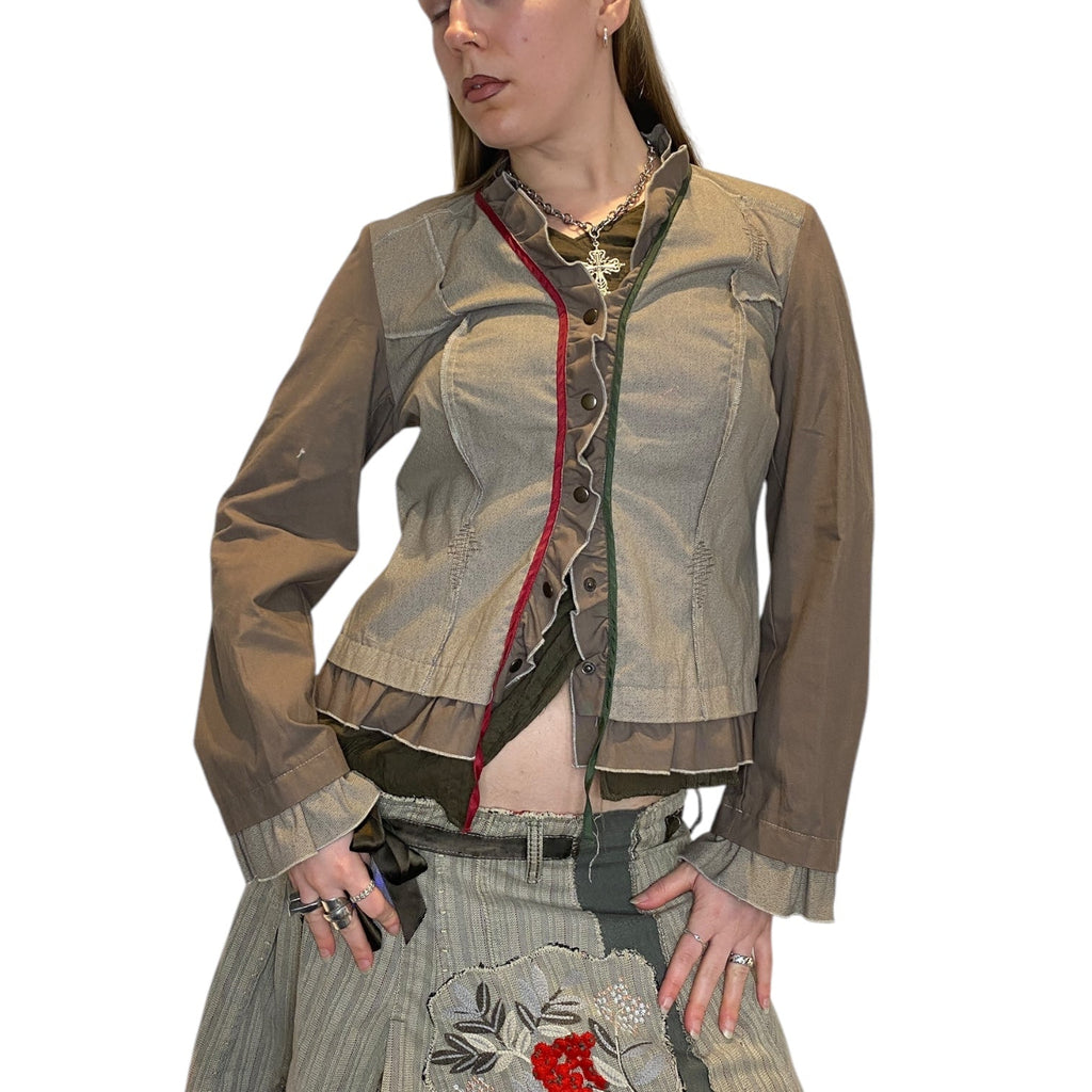 Vintage Parisian Ruffle Button up Blouse (L)