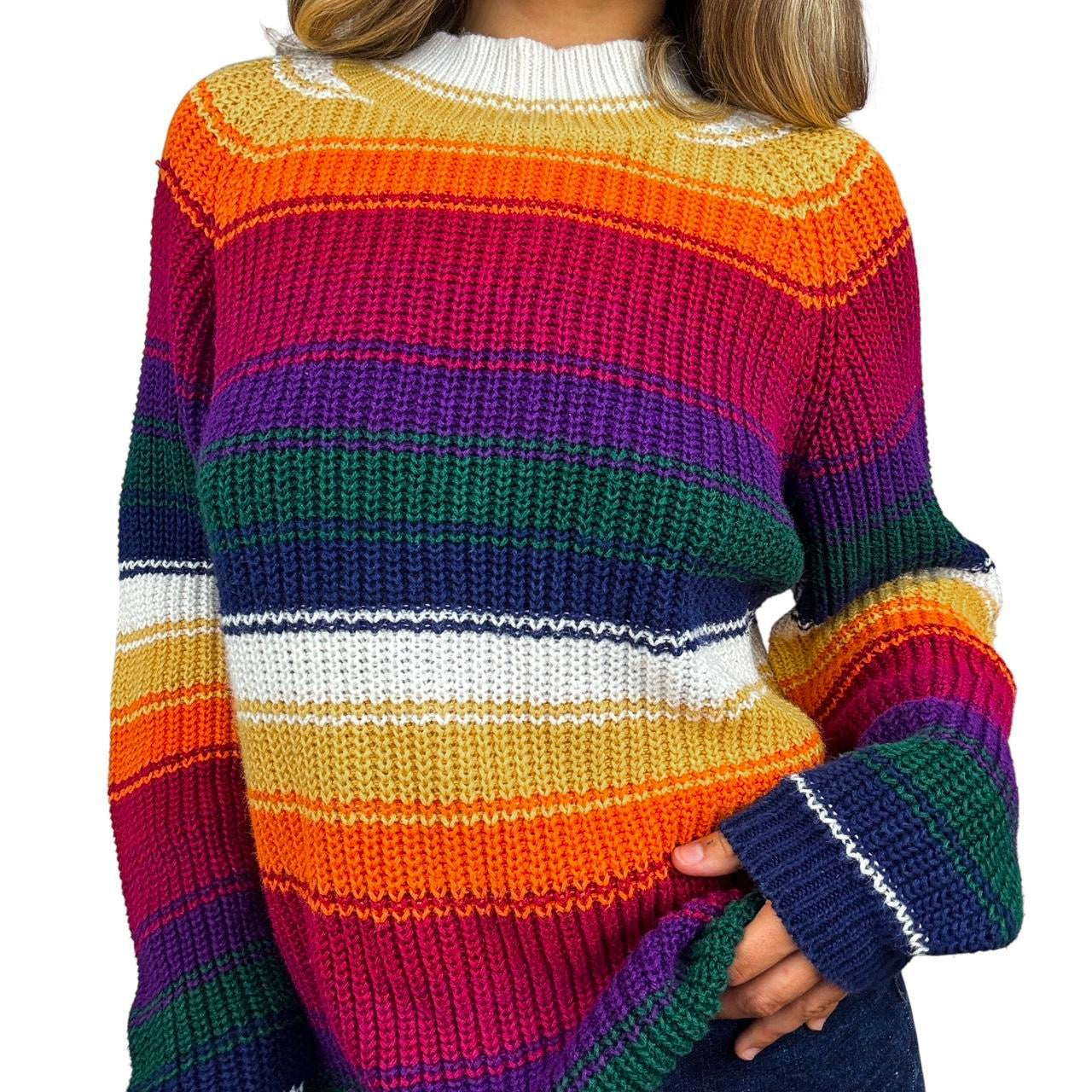 90s Oversized Striped Sweater (S)