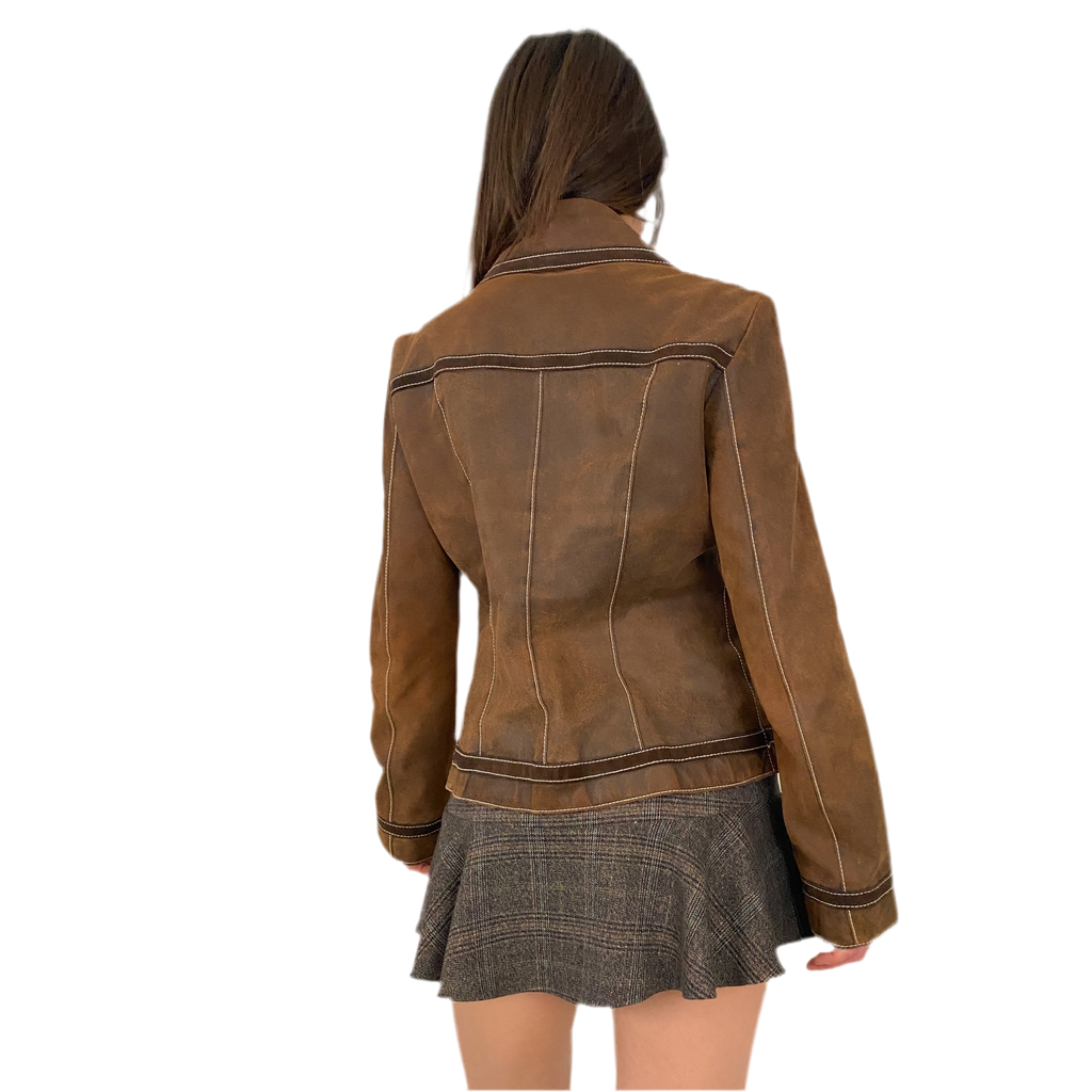 Guess Brown Leather Jacket (S)